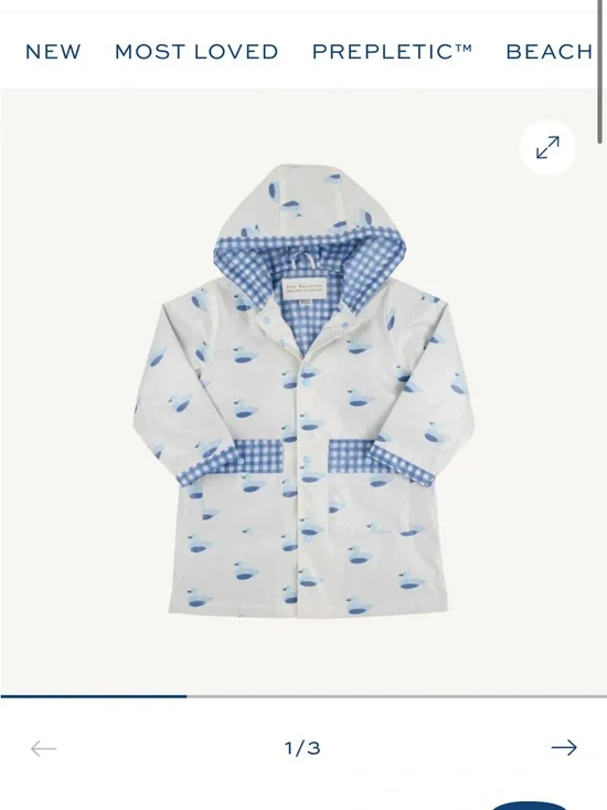 EUC BEAUFORT BONNET SIZE 6 Blue & White Sailboat Rain Jacket - Picture 9 of 9